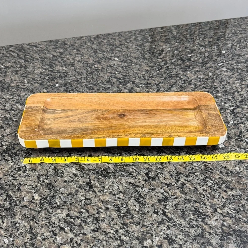 Striped yellow Wooden serving Tray